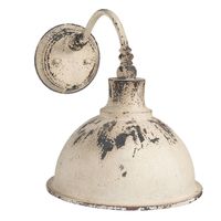 HAES DECO - Wandlamp - Industrial - Vintage / Retro Lamp, 43x28x31 cm - Wit Metaal - Ronde Muurlamp, Sfeerlamp
