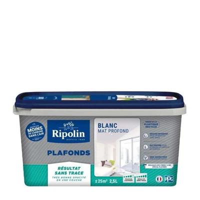 Plafondverf - Mat wit - Geen sporen - RIPOLIN - 2,5L