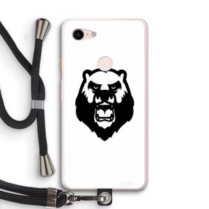 Angry Bear (white): Pixel 3 XL Transparant Hoesje met koord