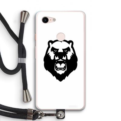 Angry Bear (white): Pixel 3 XL Transparant Hoesje met koord