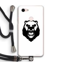Angry Bear (white): Pixel 3 XL Transparant Hoesje met koord