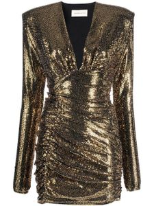 Alexandre Vauthier robe courte brodée de sequins à col v - Or