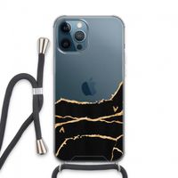 Gouden marmer: iPhone 13 Pro Max Transparant Hoesje met koord