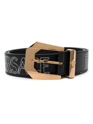 Versace ceinture Greca en cuir - Noir