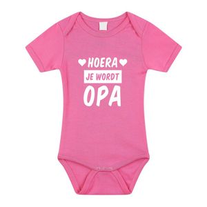 Hoera je wordt opa cadeau baby rompertje roze voor meisjes 92 (18-24 maanden)  -