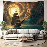 Piratenschip hangend tapijt kunst aan de muur groot tapijt muurschildering decor foto achtergrond deken gordijn thuis slaapkamer woonkamer decoratie Lightinthebox