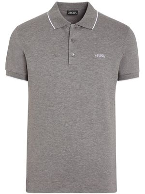 Zegna polo en coton à logo brodé - Gris