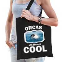 Dieren orka tasje zwart volwassenen en kinderen - orcas are cool cadeau boodschappentasje