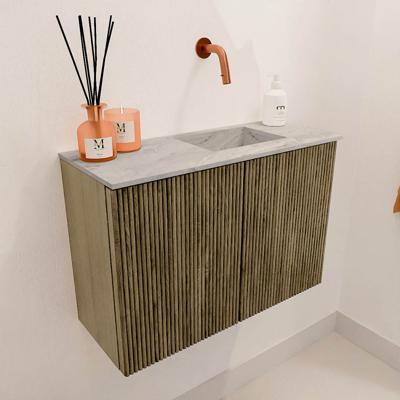 Toiletmeubel Mondiaz Joya Dlux | 60 cm | Meubelkleur Dusk | Faye wastafel Glace Wasbak Rechts | Zonder kraangat(en)