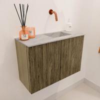 Toiletmeubel Mondiaz Joya Dlux | 60 cm | Meubelkleur Dusk | Faye wastafel Glace Wasbak Rechts | Zonder kraangat(en)