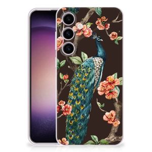 Samsung Galaxy S24 TPU Hoesje Pauw met Bloemen