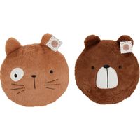 Dieren sierkussens - set 2x - kinderkamer - beer/kat - 30 cm - polyester