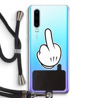 Middle finger black: Huawei P30 Transparant Hoesje met koord