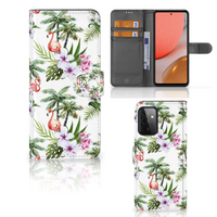 Samsung Galaxy A72 Telefoonhoesje met Pasjes Flamingo Palms - thumbnail