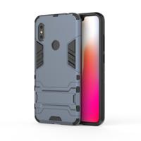 Schokbestendige PC + TPU Case voor Xiaomi Redmi Note 6 met houder (marineblauw)