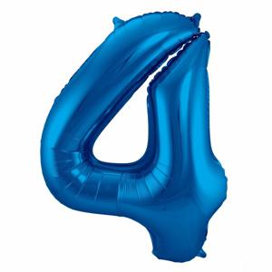 Folat Verjaardag Leeftijd folieballon - 4 jaar - blauw - 86 cm - cijferballon groot