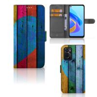 OPPO A76 | A96 | Book Style Case | Wood Heart - Cadeau voor je Vriend