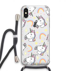 Rainbow Unicorn: iPhone XS Transparant Hoesje met koord