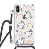Rainbow Unicorn: iPhone XS Transparant Hoesje met koord