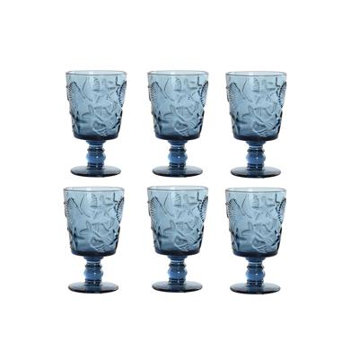 Set van bekers Home ESPRIT Blauw Kristal 345 ml (6 Stuks)