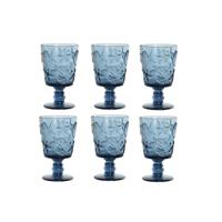 Set van bekers Home ESPRIT Blauw Kristal 345 ml (6 Stuks)