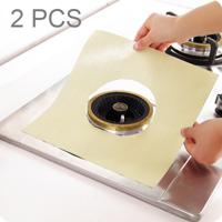 2 stuks Teflon gasoven oppervlak ultradun vezelmateriaal kookplaat beschermende Reinigingspad grootte: 27 * 27 cm (beige)