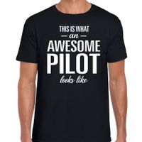 Awesome pilot / geweldige piloot cadeau t-shirt zwart voor heren