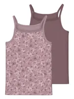 Name it 2-pak meisjes hemdjes - Mauve Flower - Paars meisjes onderhemd - Singlet