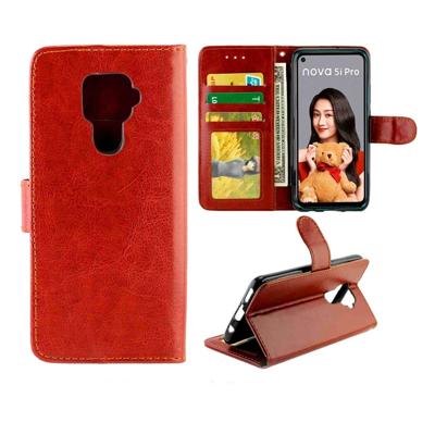 Voor Huawei Nova 5i Pro Crazy Horse textuur horizontale Flip lederen draagtas met houder & kaartsleuven & portemonnee & fotolijstjes (bruin)