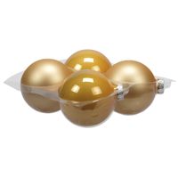 4x stuks glazen kerstballen saffraan 10 cm mat/glans