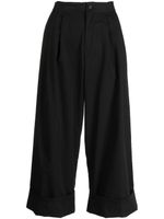 Yohji Yamamoto pantalon court à détails plissés - Noir - thumbnail