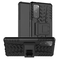 Antislip Samsung Galaxy S20 FE Hybrid Case met Standaard - Zwart - thumbnail