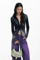 Gebreid shirt met knopen - BLACK - S