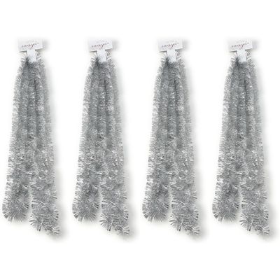 4x Zilveren kerstslingers 5 x 270 cm kerstboom versieringen