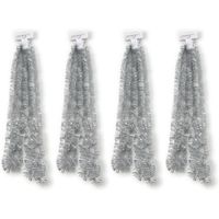 4x Zilveren kerstslingers 5 x 270 cm kerstboom versieringen