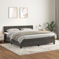 Boxspring met matras fluweel donkergrijs 160x200 cm