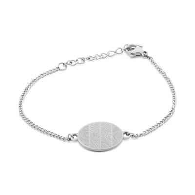 Gepersonaliseerde vingerafdrukken armband ovaal - Stainless steel - Zilver - 4 vingerafdrukken