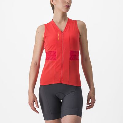 Castelli Anima 4 mouwloos fietsshirt rood dames L