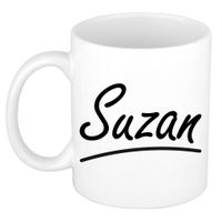 Naam cadeau mok / beker Suzan met sierlijke letters 300 ml - thumbnail