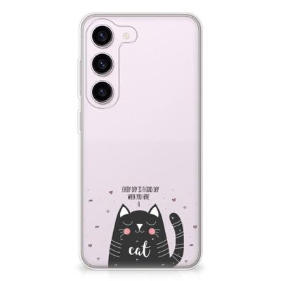 Samsung Galaxy S23 Telefoonhoesje met Naam Cat Good Day Samsung Galaxy S23 Telefoonhoesje met Naam Cat Good Day