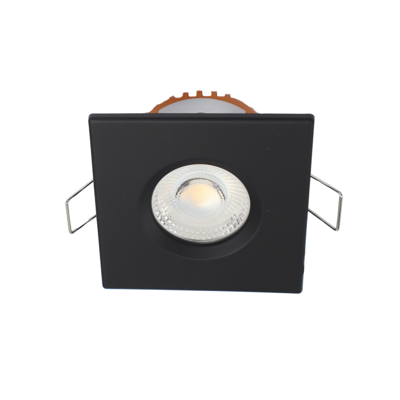 LED fire rated inbouwspot 6Watt vierkant ZWART IP65 dimbaar - CCT - 2700K - 3000K - 4000k - interne driver - brandvertragend