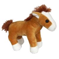 Pluche knuffeldier paardje - lichtbruin - 19 cm - boerderijdieren - Paarden knuffels