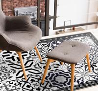 Hydraulische tegels vinyl vloerkleed Zwarte cementstaarten