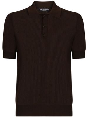 Dolce & Gabbana polo en maille à manches courtes - Marron