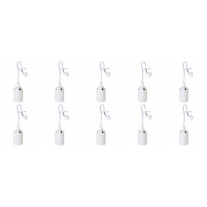 Verhuisfitting 10 Stuks - E27 Fitting/Houder - Kunststof Wit 15cm Draad