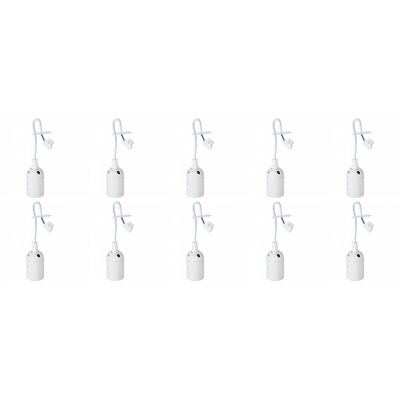 Verhuisfitting 10 Stuks - E27 Fitting/Houder - Kunststof Wit 15cm Draad