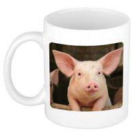Dieren foto mok varken - varkens beker wit 300 ml - thumbnail