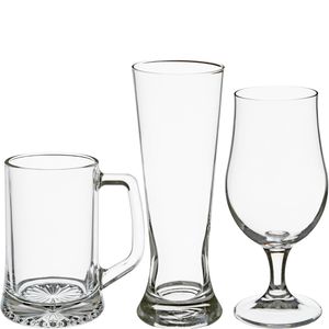 Bierglazen set - pilsglazen/bierpullen/bierglazen op voet - 12x stuks - glas