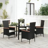 Tuinstoelen 4 st met kussens poly rattan zwart