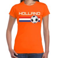 Holland voetbal / landen shirt met voetbal en Nederlandse vlag oranje voor dames 2XL  - - thumbnail